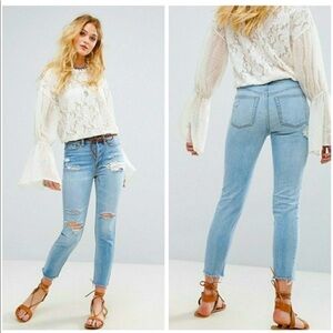 Free People Lacey Stilt Distressed Ankle Jeans